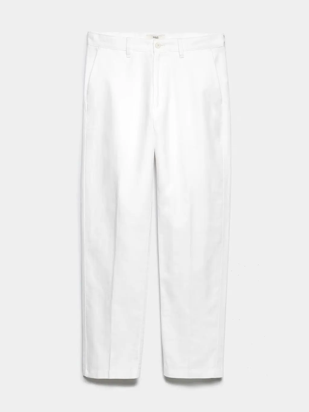 White linen-blend trousers