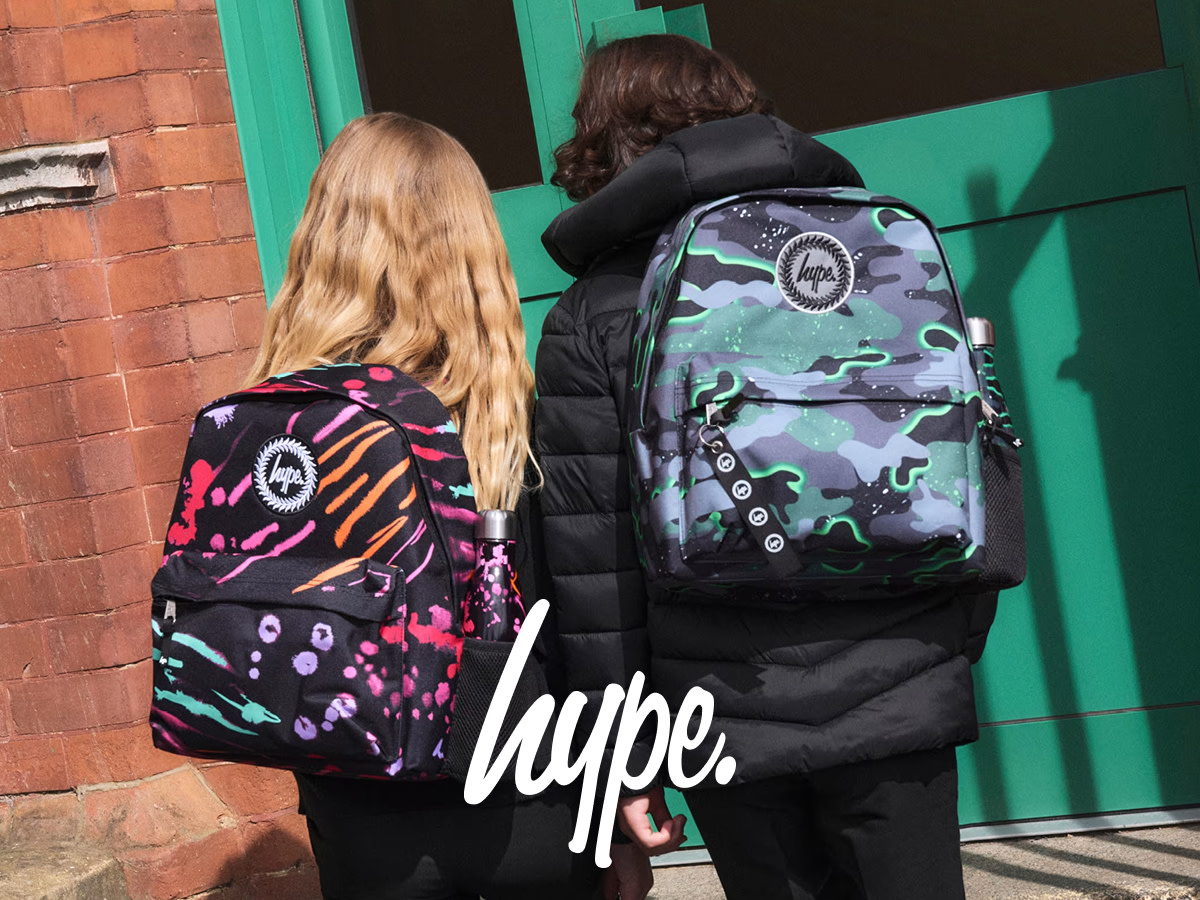 Children wearing Hype school backpacks