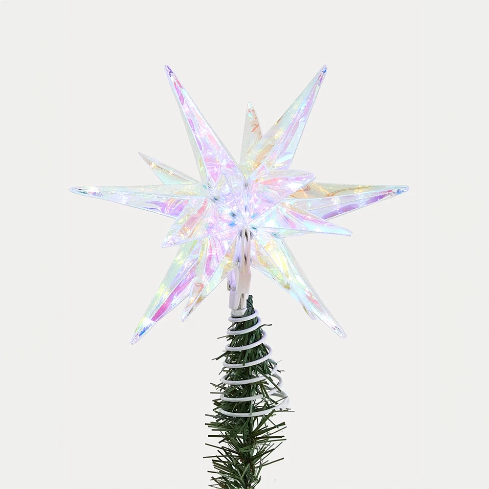 Iridescent light-up star tree topper