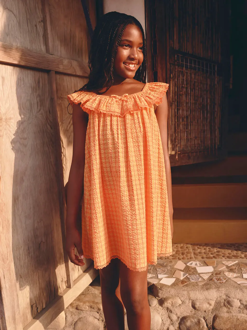 Girl in orange dress
