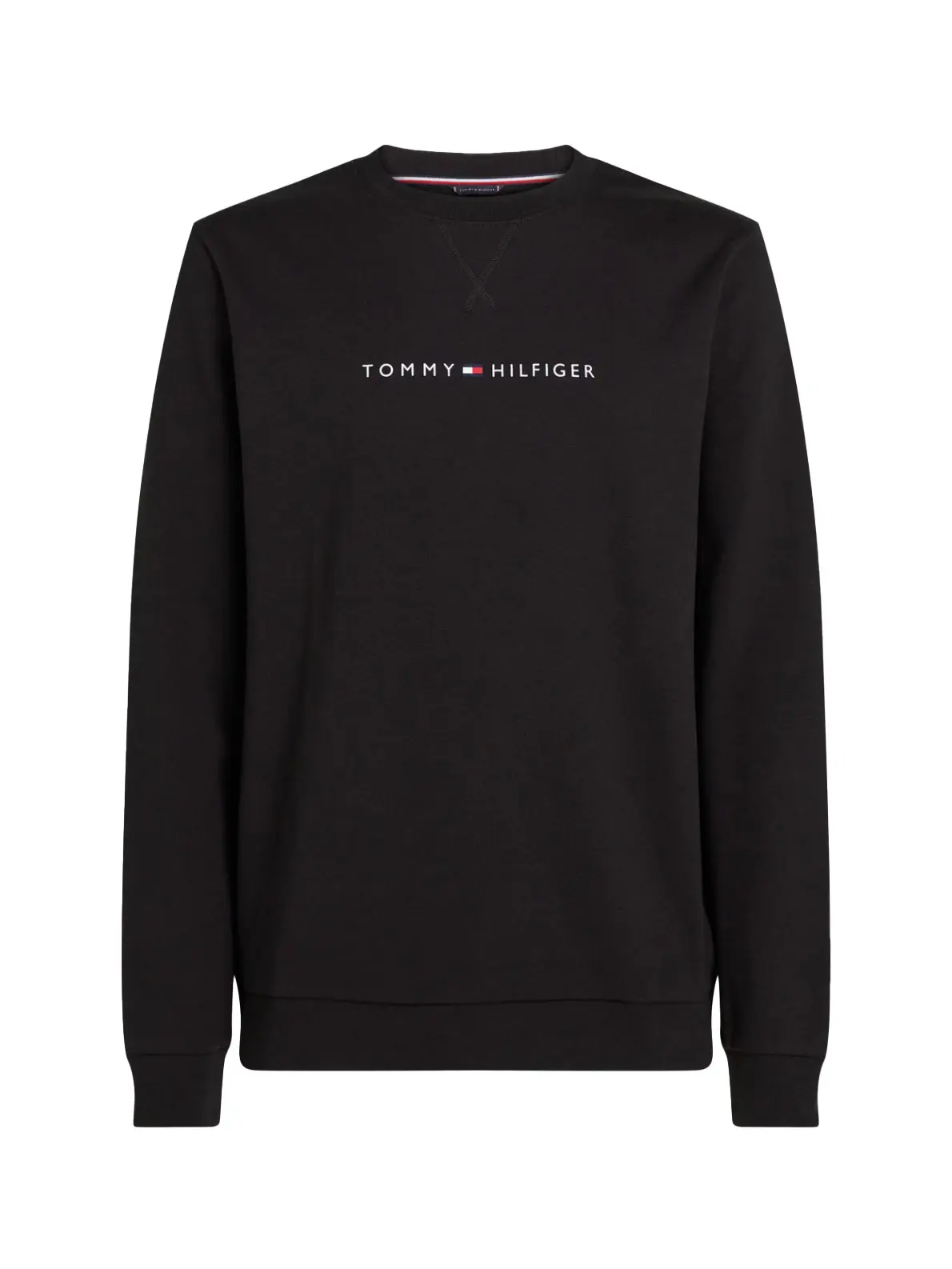 Black long-sleeve sweatshirt with Tommy Hilfiger logo