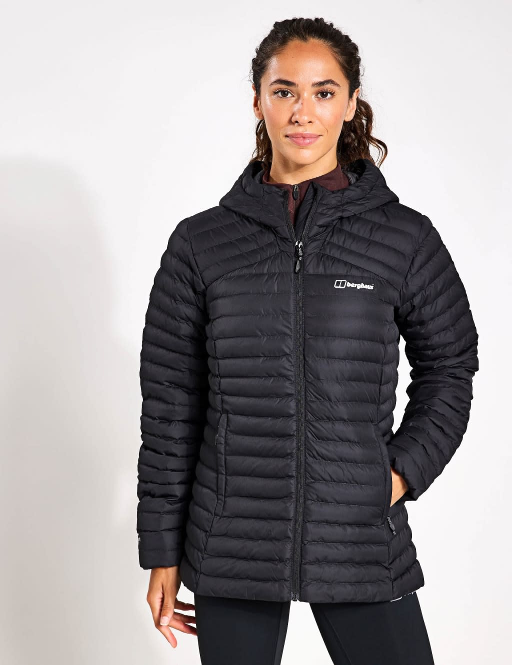 Woman wearing puffer jacket 