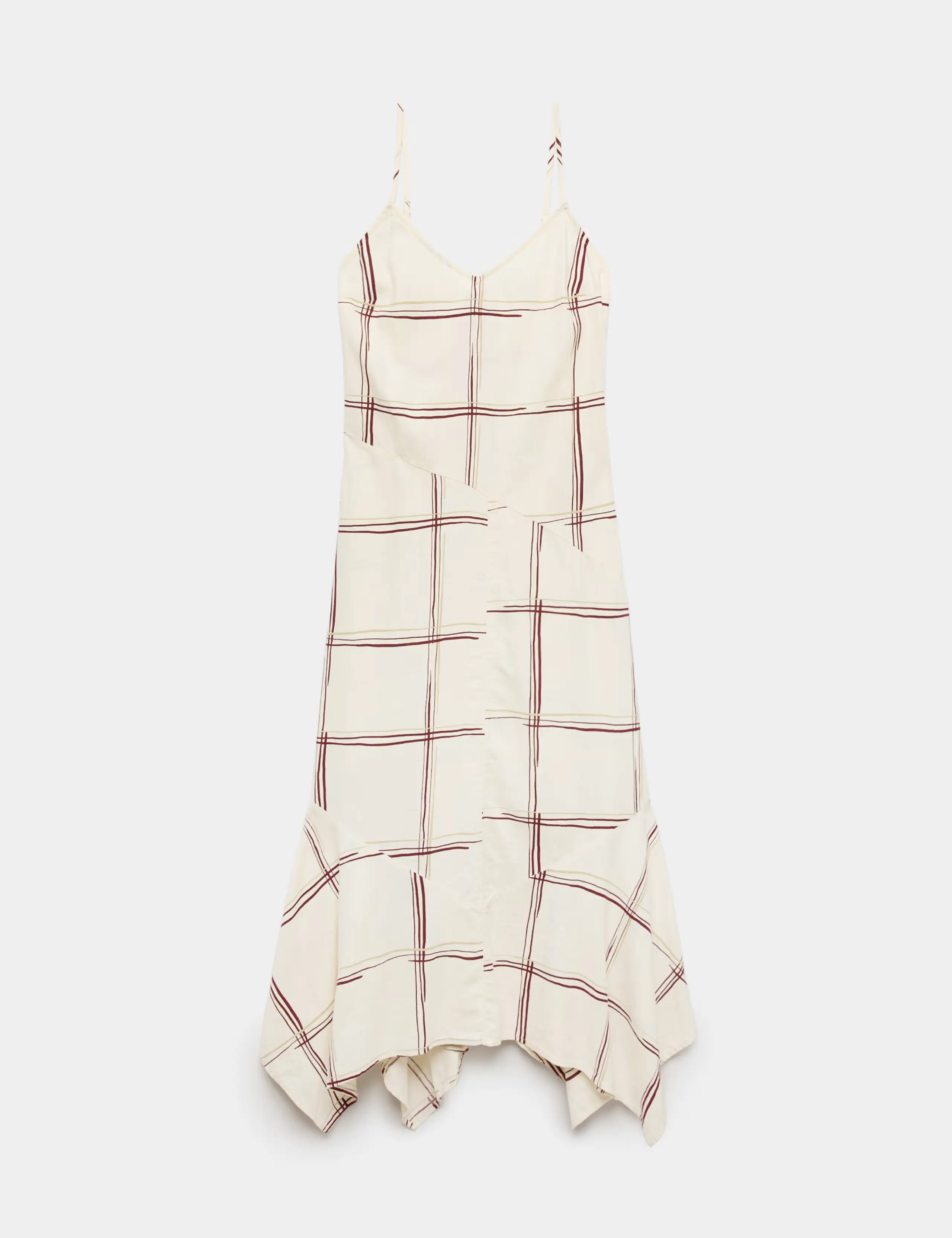 Linen Rich Printed V-Neck Hanky Hem Dress