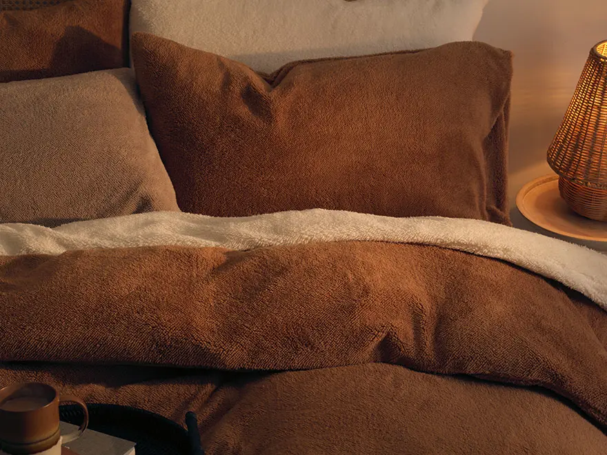 Bedroom showing fleece bedding