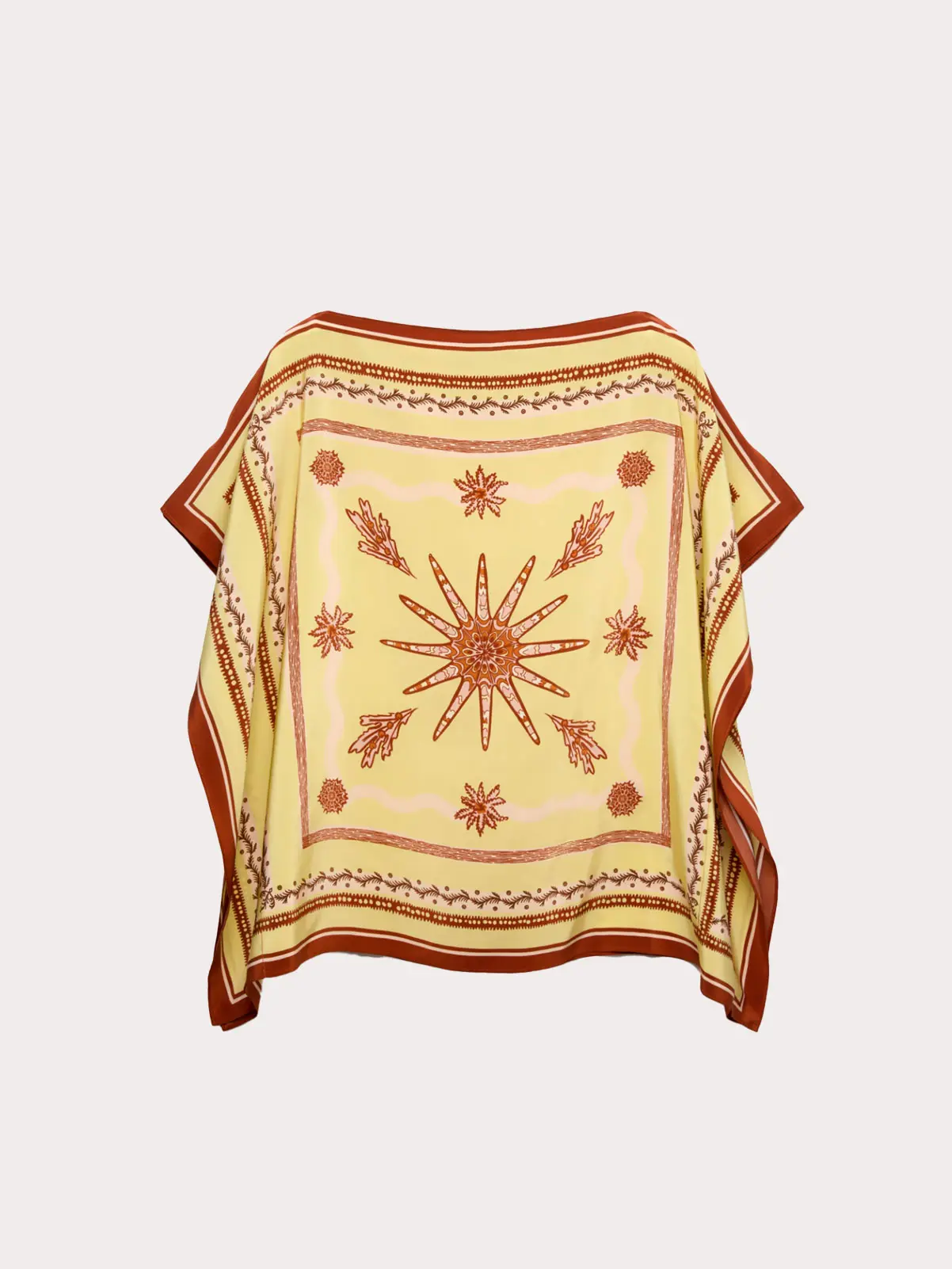 Printed top in red and yellow 