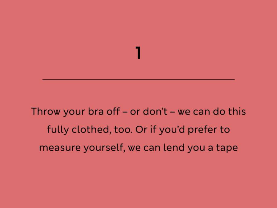 Image with text - keep your bra on or take it off for our fittings