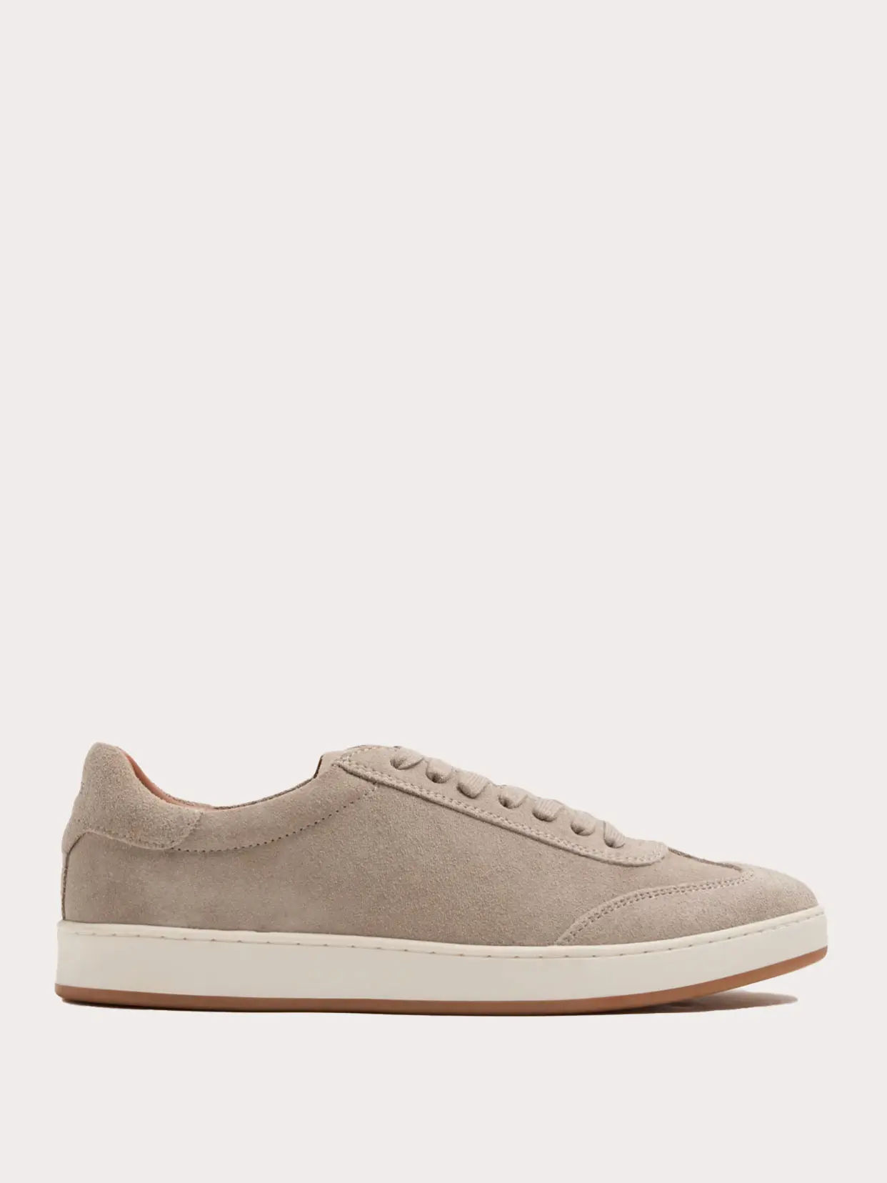 Suede lace-up trainers in stone 