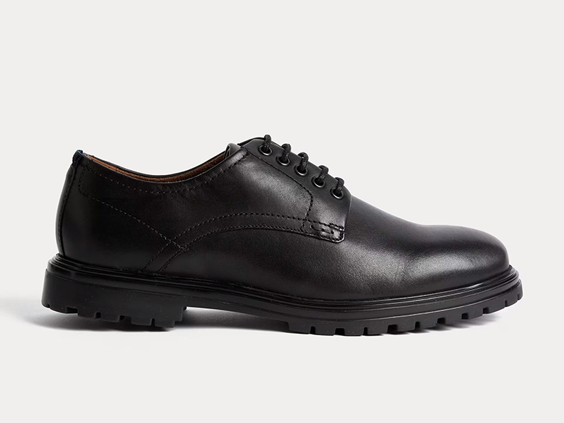 Black leather heritage derby shoes