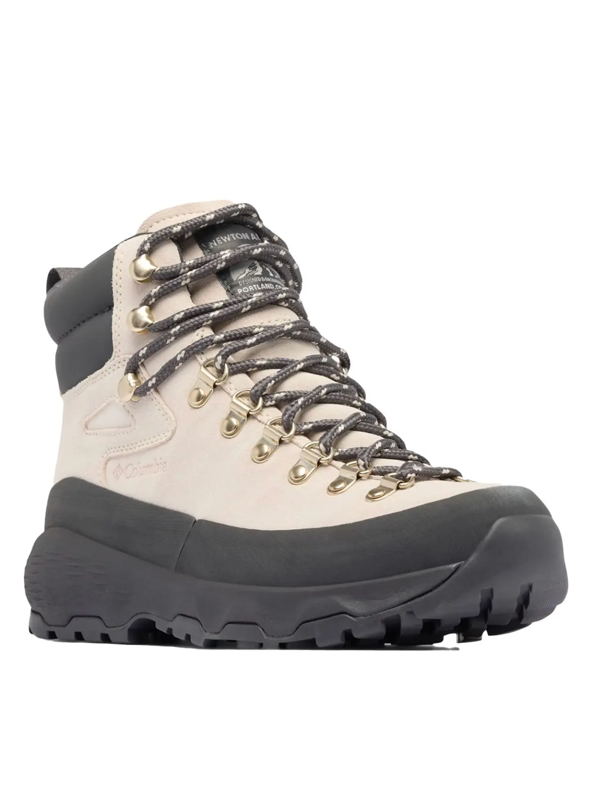 Lace-up walking boot in cream and black 