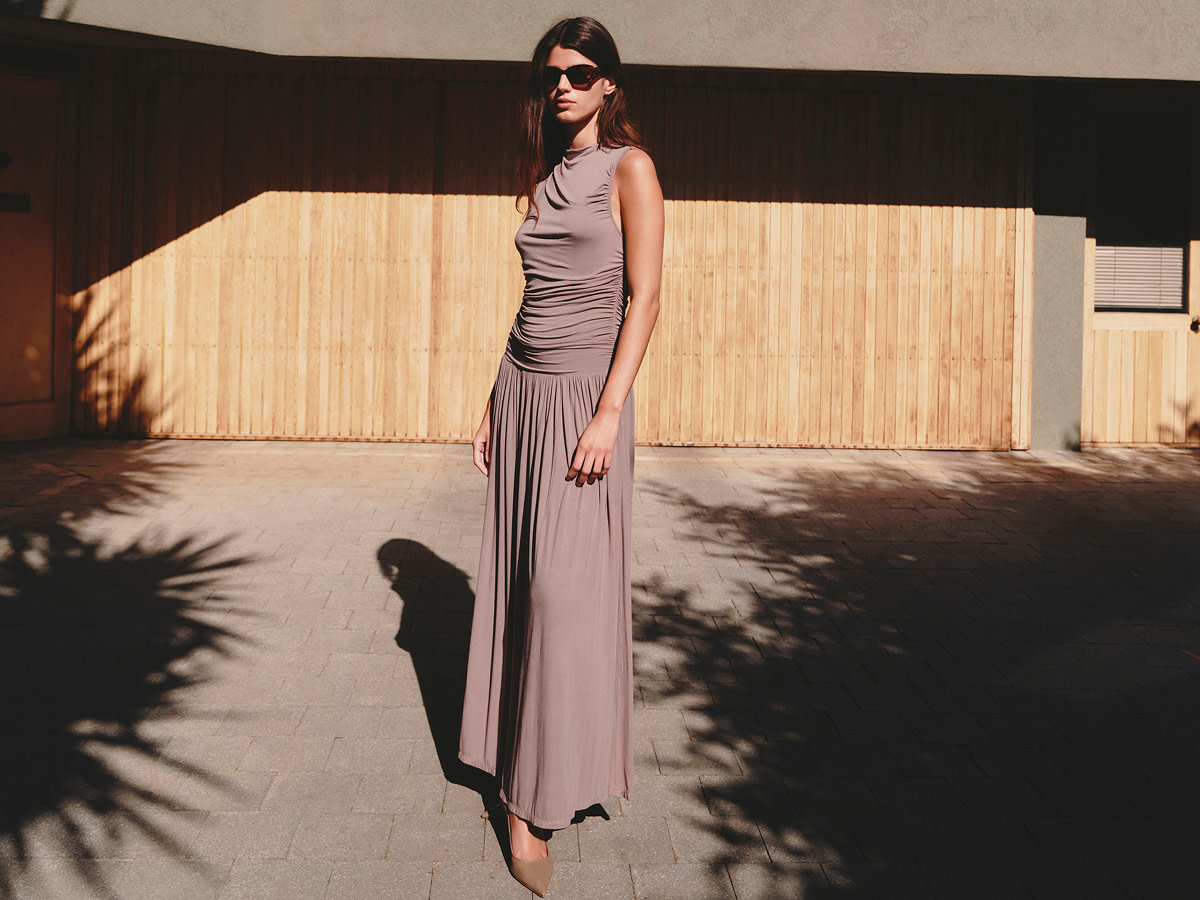 Woman in brown dress