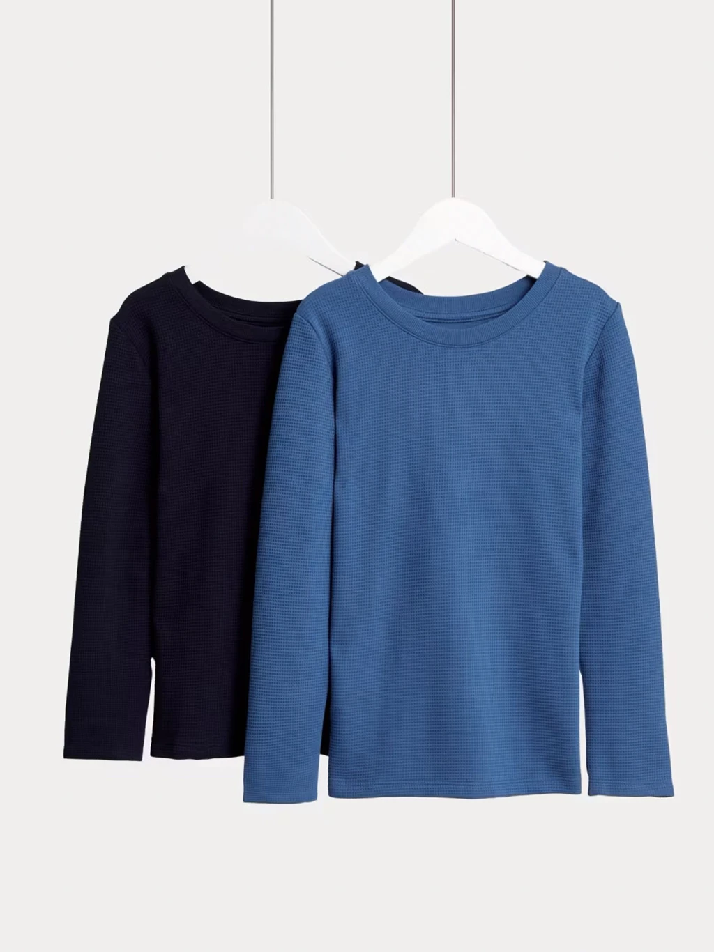 Multipack of kids' navy and blue long-sleeve thermals tops