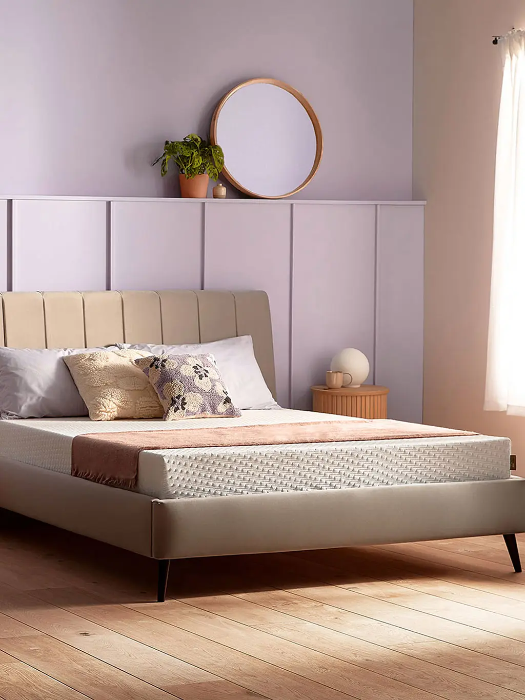 Memory foam mattress in neutral room