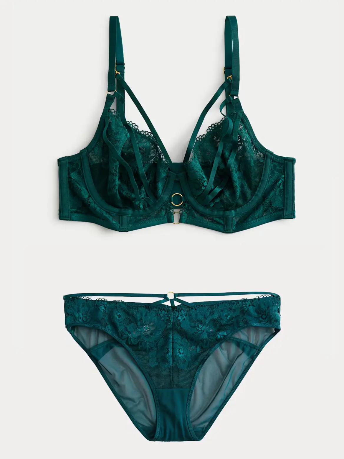 Emerald green matching bra and underwear set 