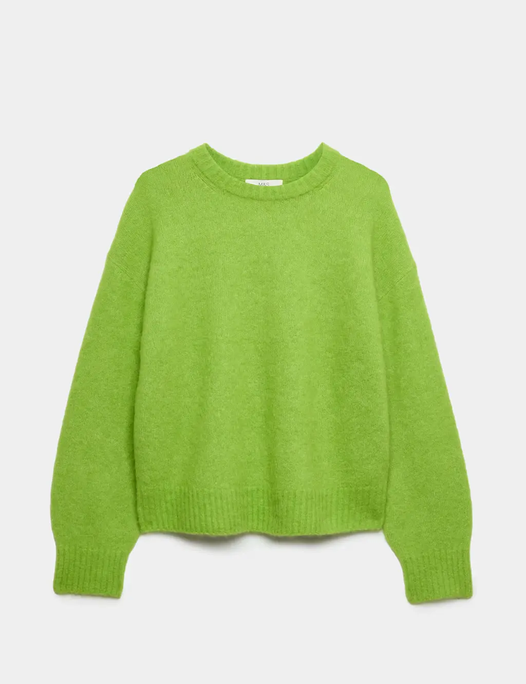 Bright lime green jumper with a soft alpaca finish and crew neck.