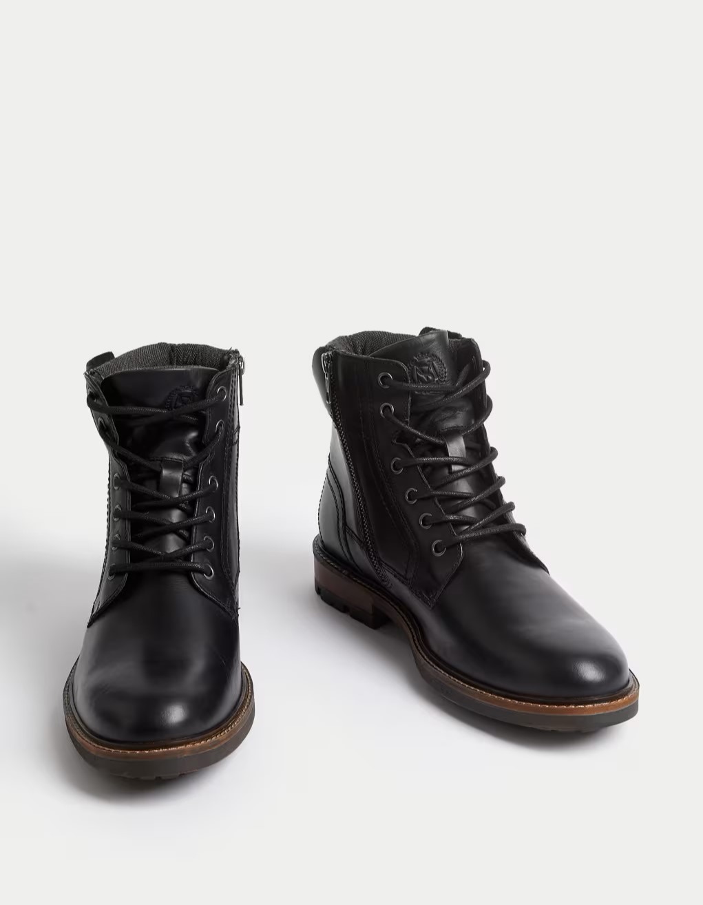 Men's black leather boots