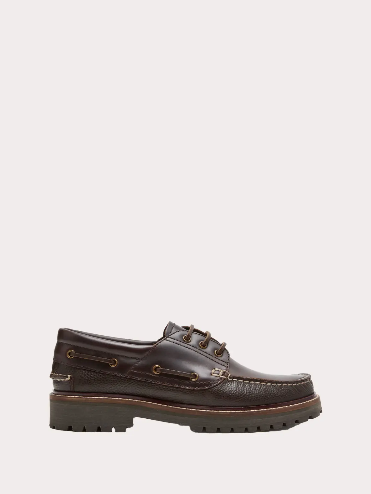 Brown chunky-sole lace-up shoes 