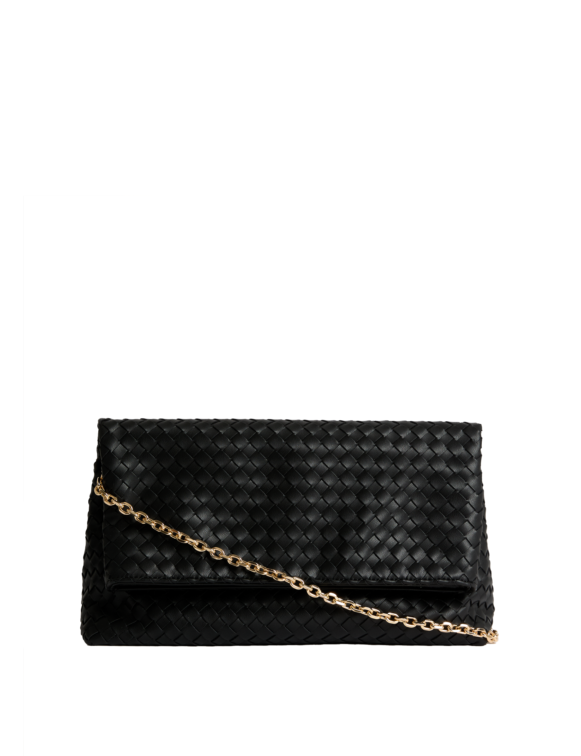 Faux Leather Woven Clutch Bag