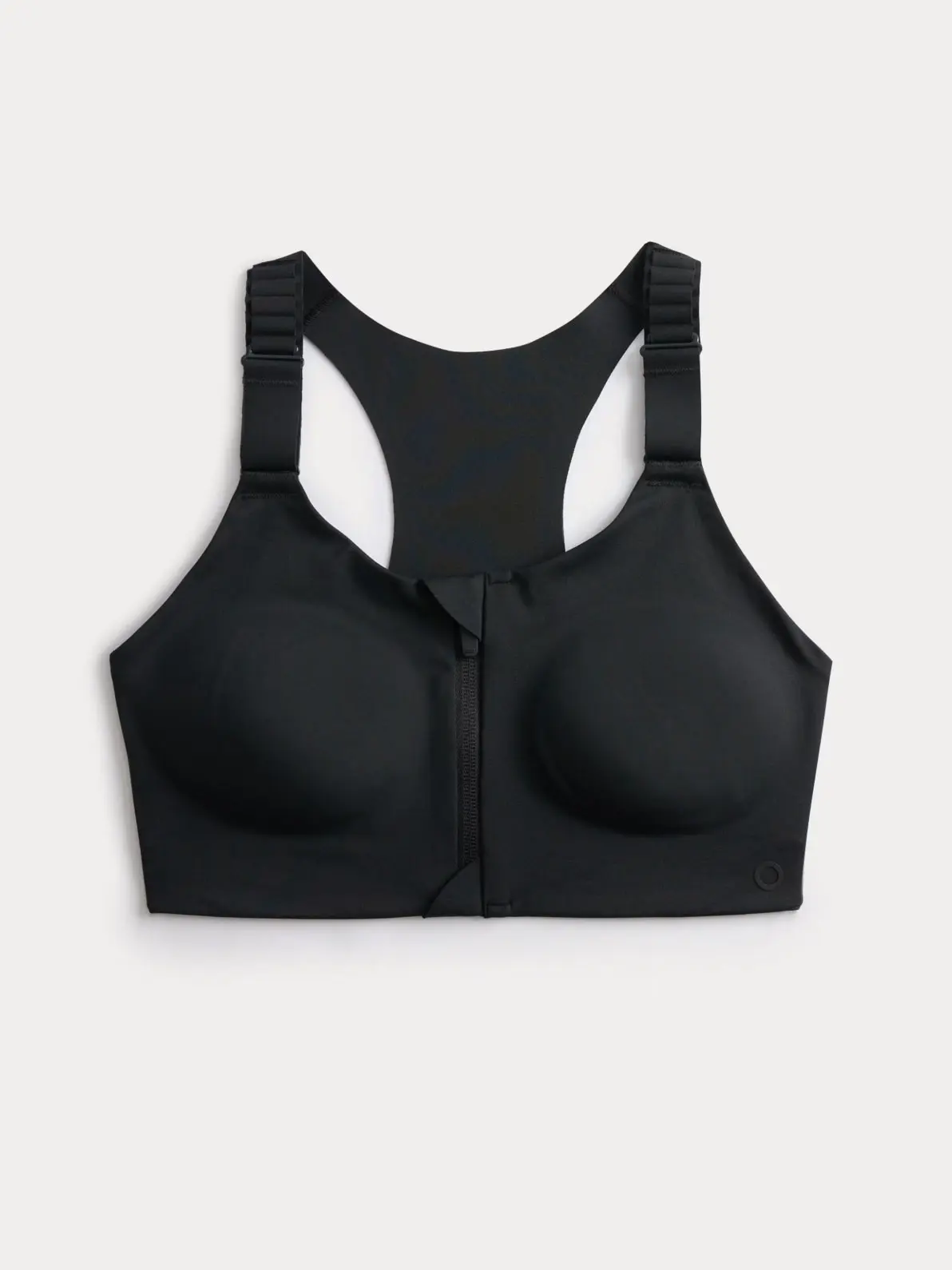 Black sports bra with zip detail
