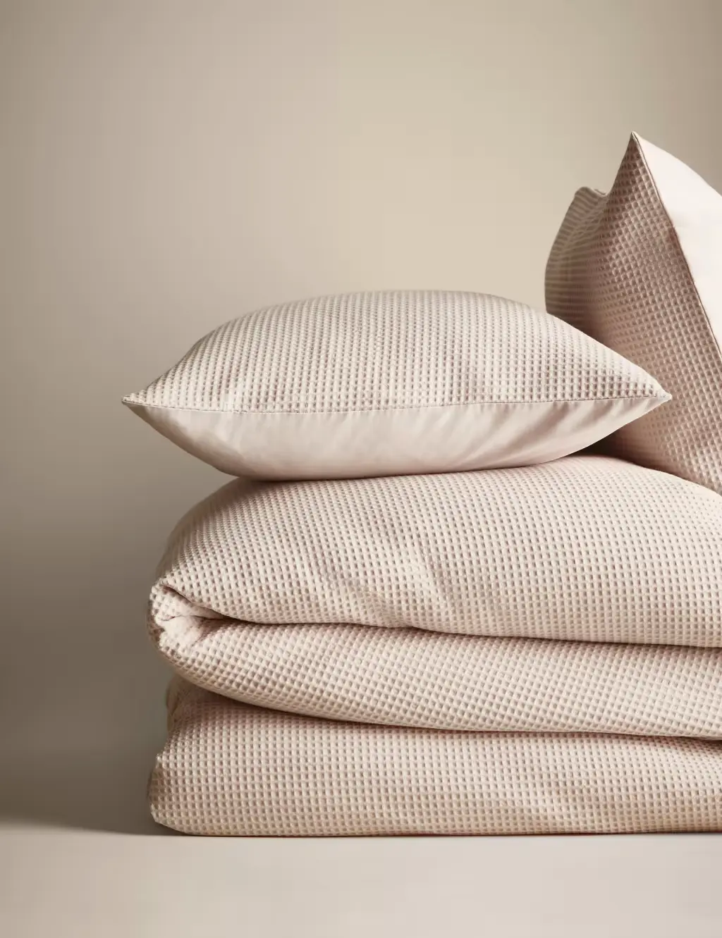 Neutral waffle bedding