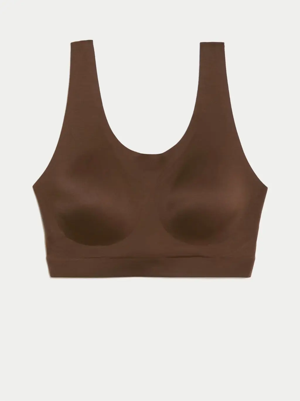 A cut out of a brown non wired crop top