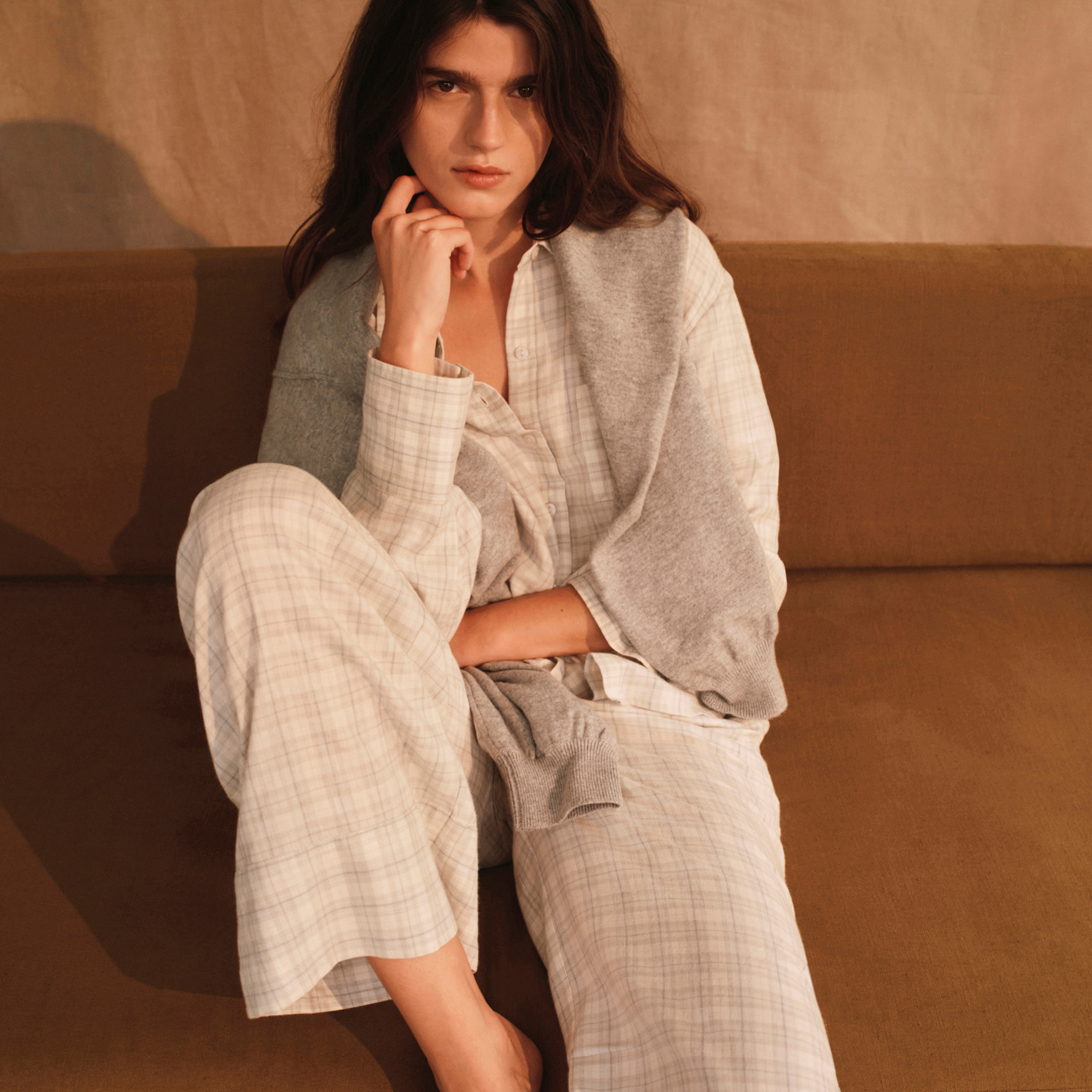 Woman wearing pyjamas