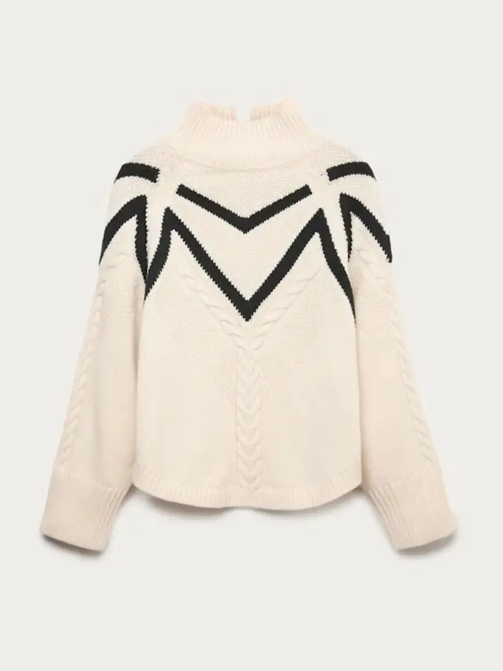 A cutout of cream funnel neck jumper with a geometric pattern by M&S