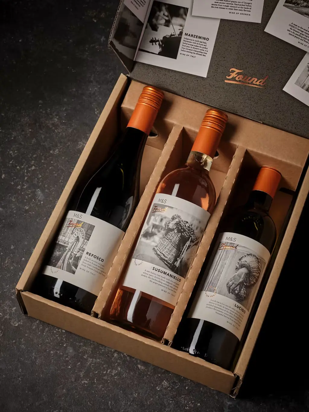 Three Italian wines in a gift box