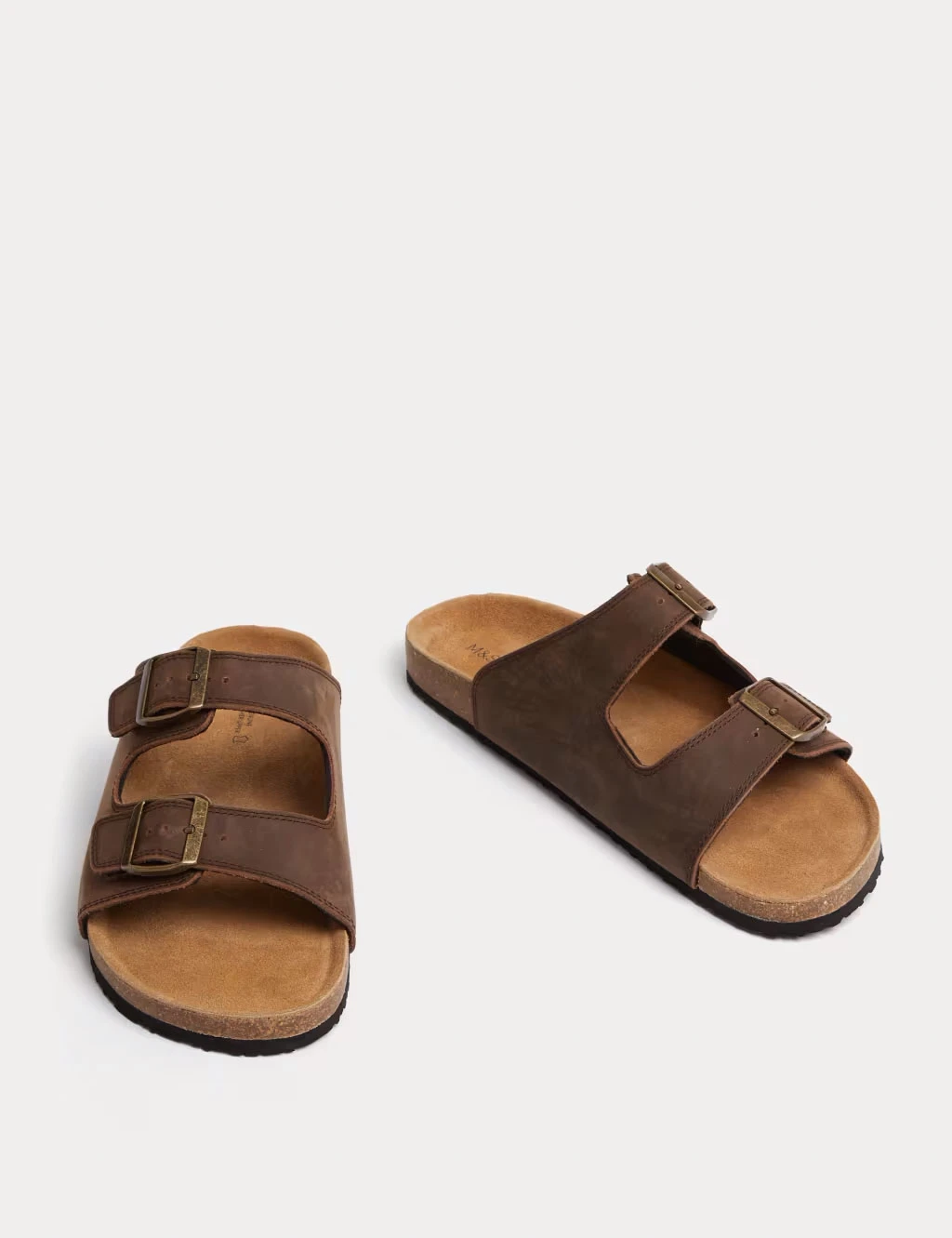 Brown leather slip-on sandals