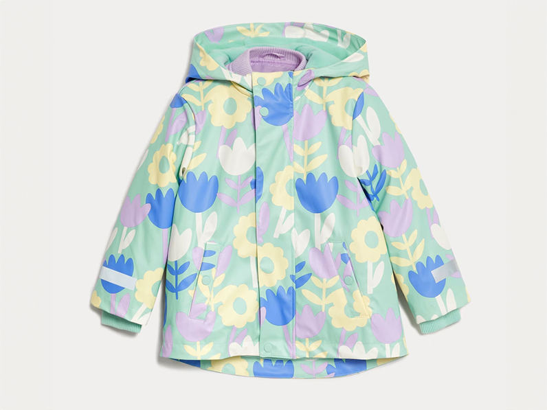 Kids' pastel tulip-print raincoat