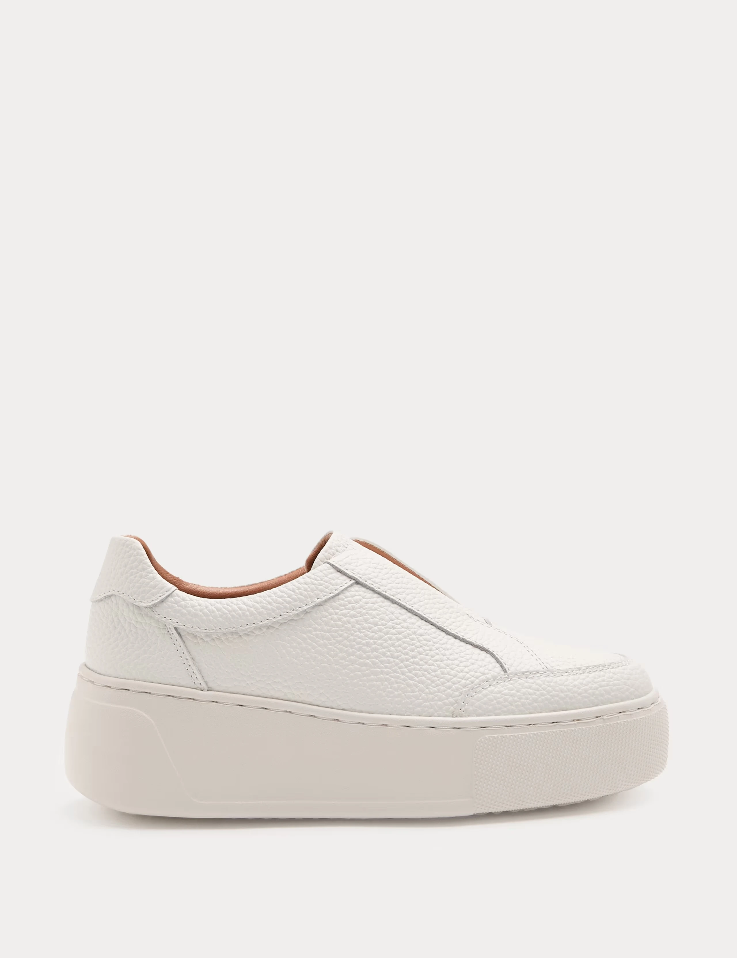 Chunky white leather slip on trainers.