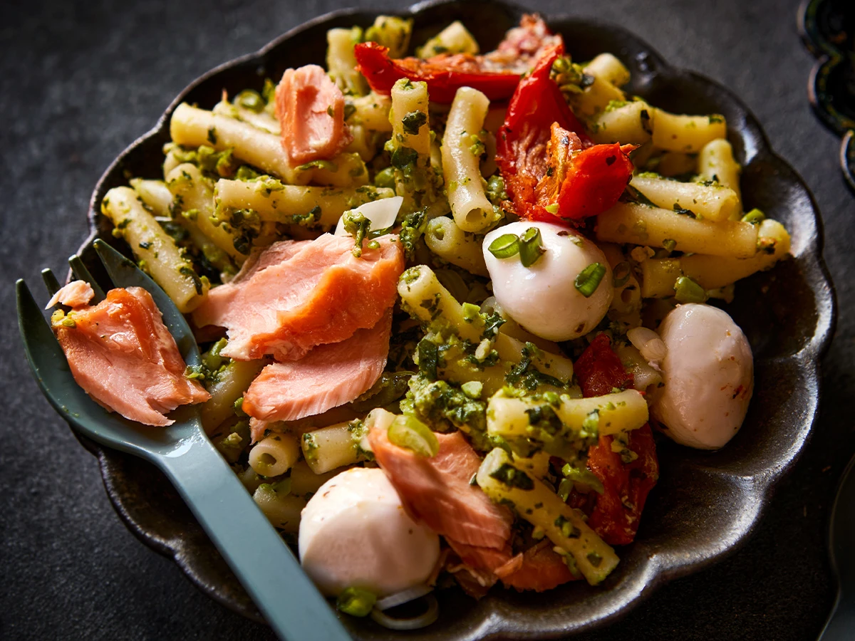 A bowl of kid-friendly pasta salad