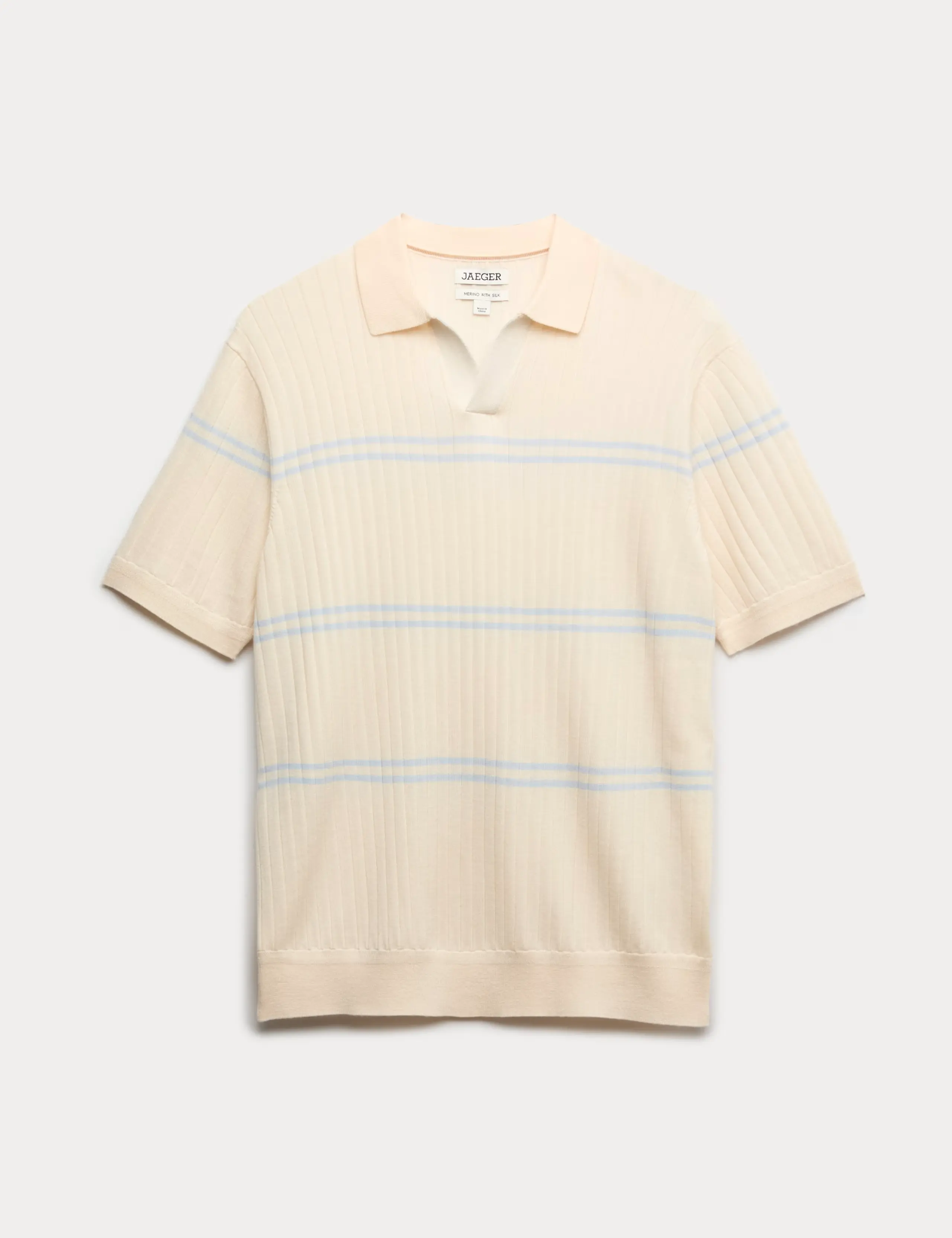 Striped knit polo shirt