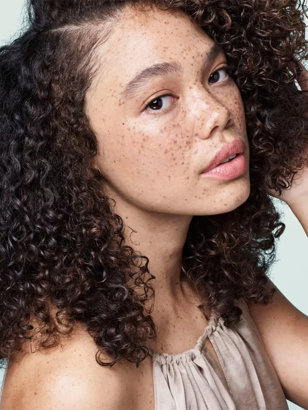 Woman with curly hair