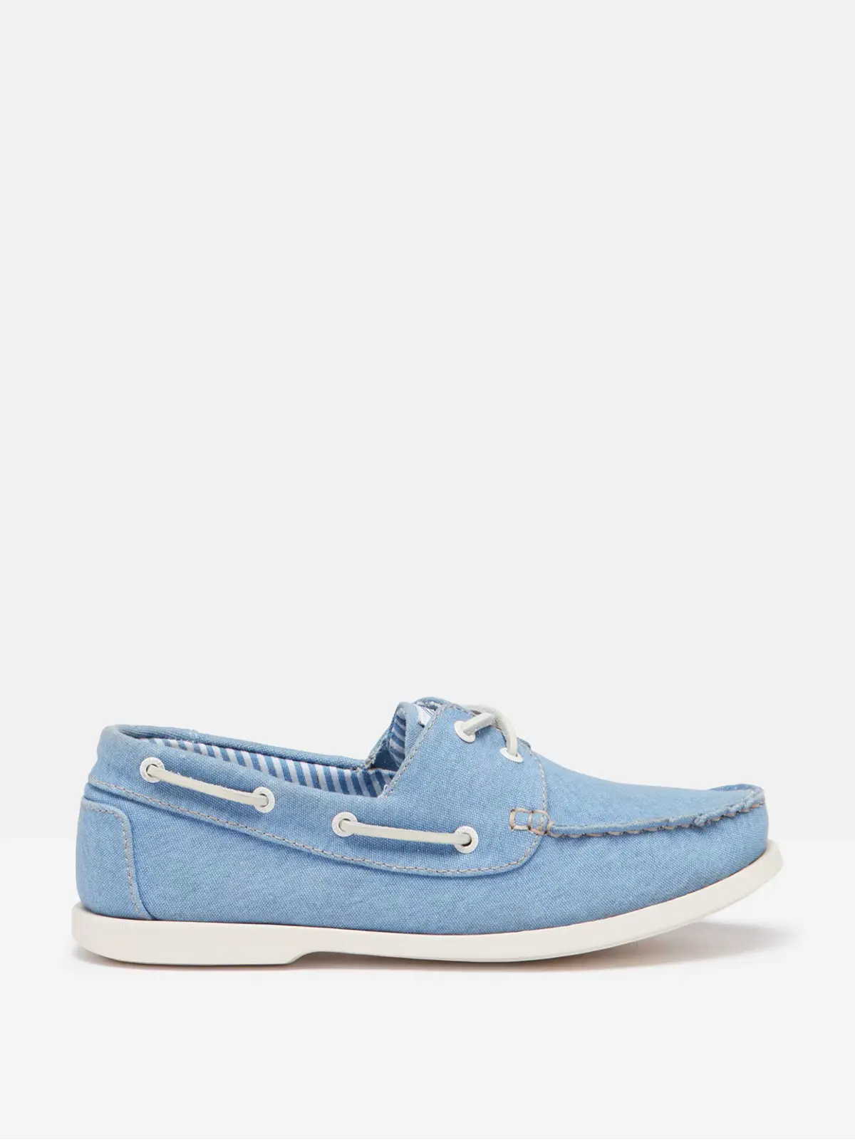 Blue canvas boat shoe