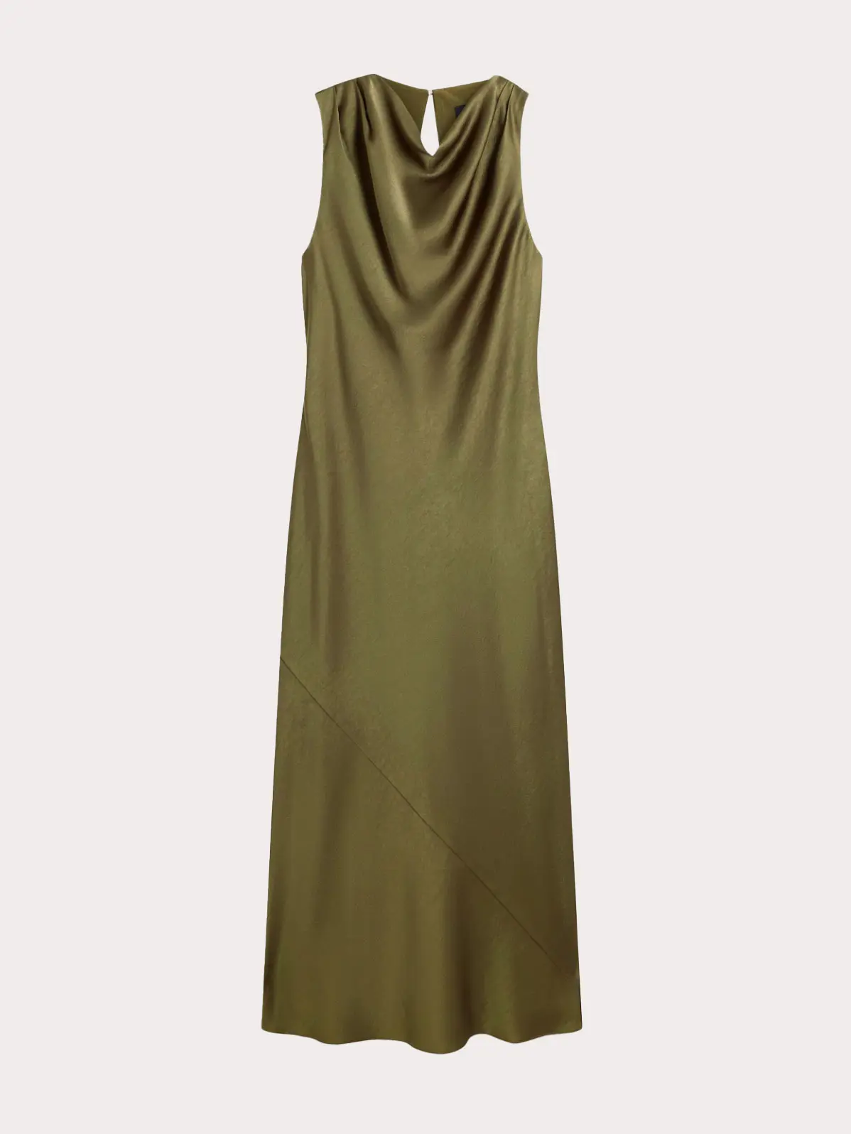 Khaki cowl-neck slip dress