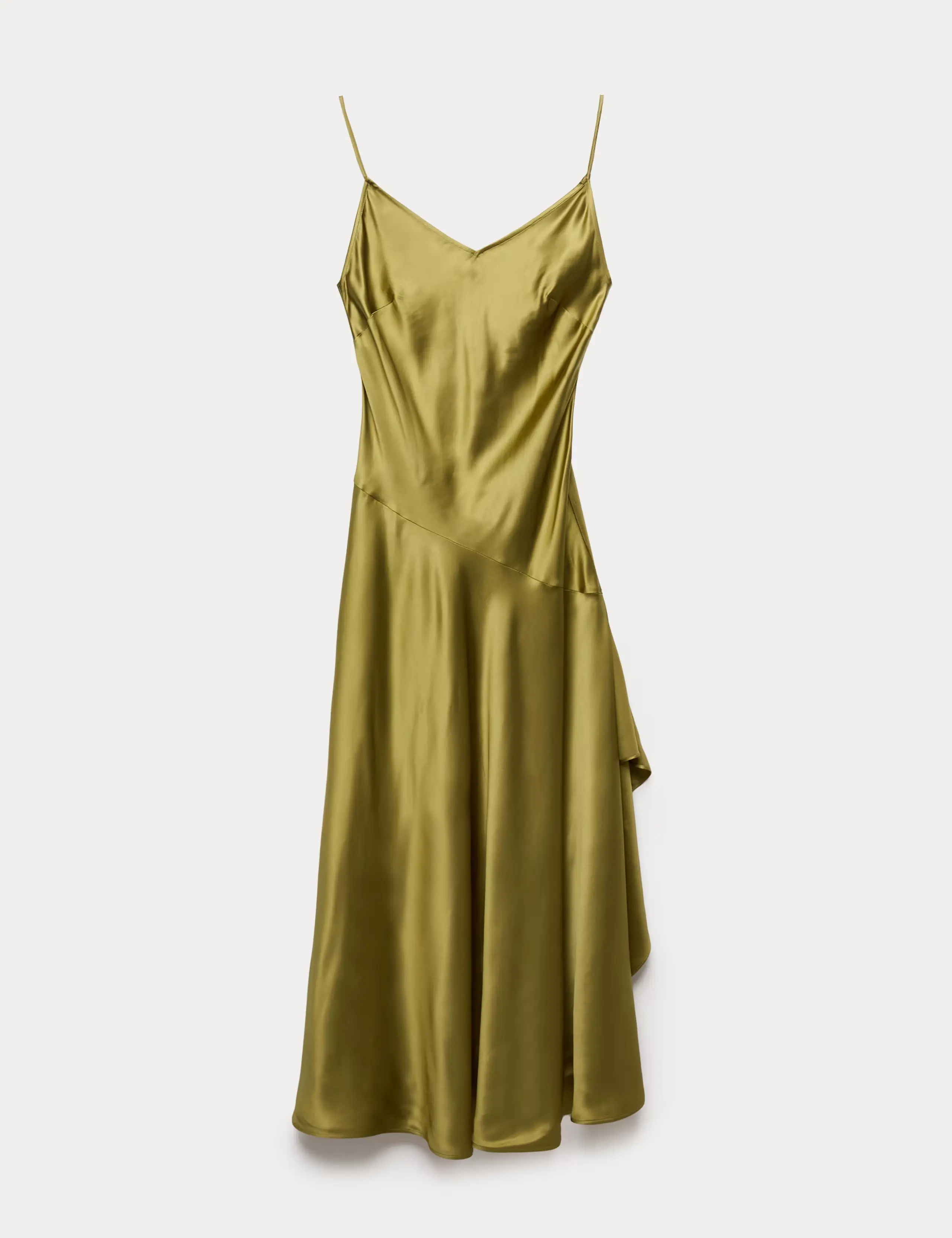 Olive green satin dress