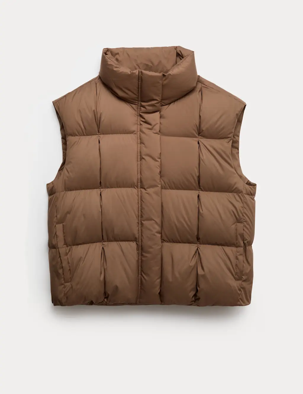 Brown padded women's gilet.