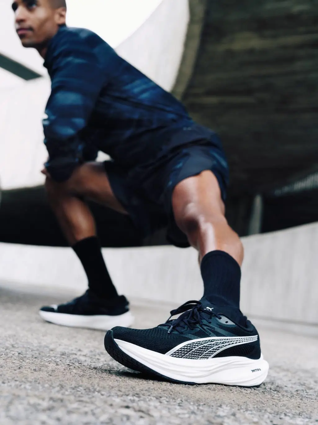 A man stretching