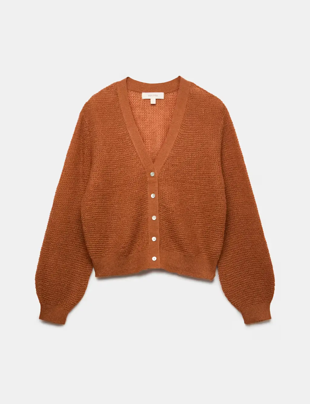Pointelle V-Neck Cardigan with Mohair