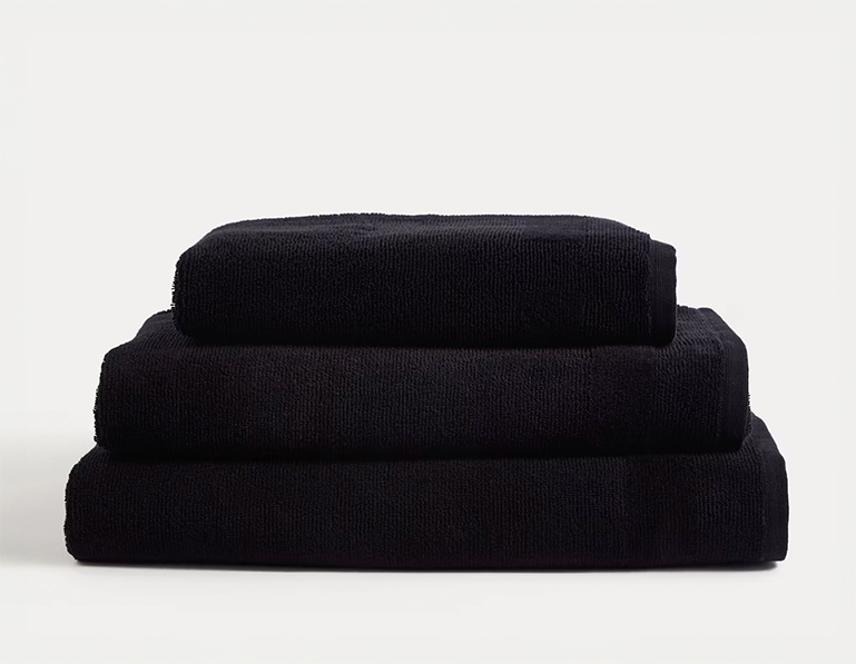 Black towels from the Kelly Hoppen x M&S collection