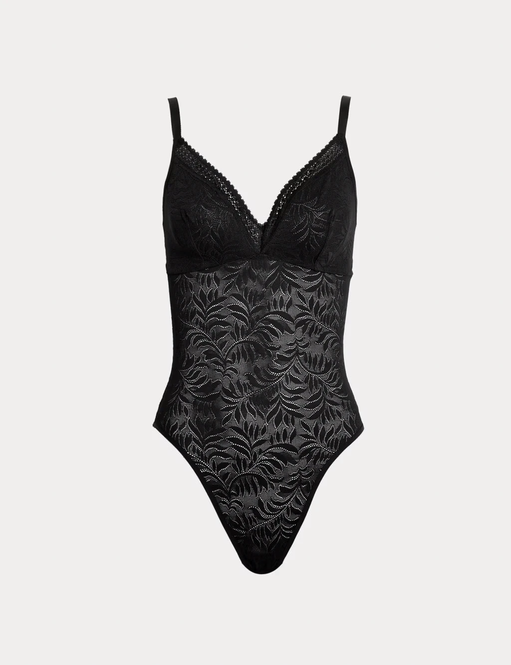 Black light-control lace bodysuit