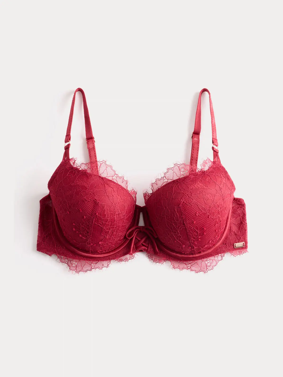 Red bra with lace details