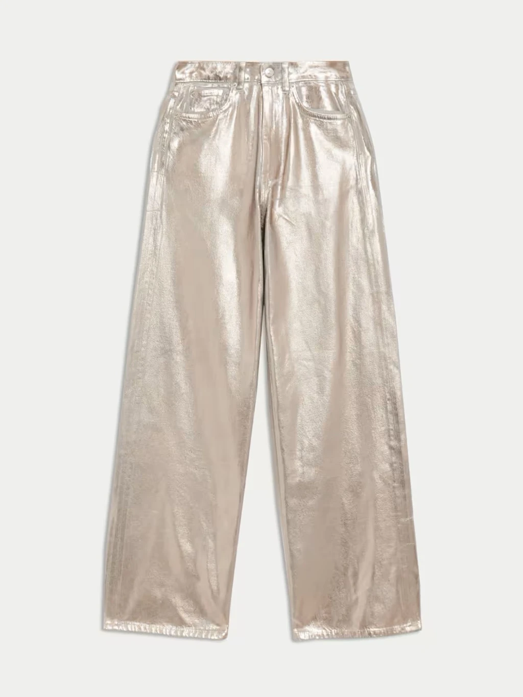 Women's metallic wide-leg jeans