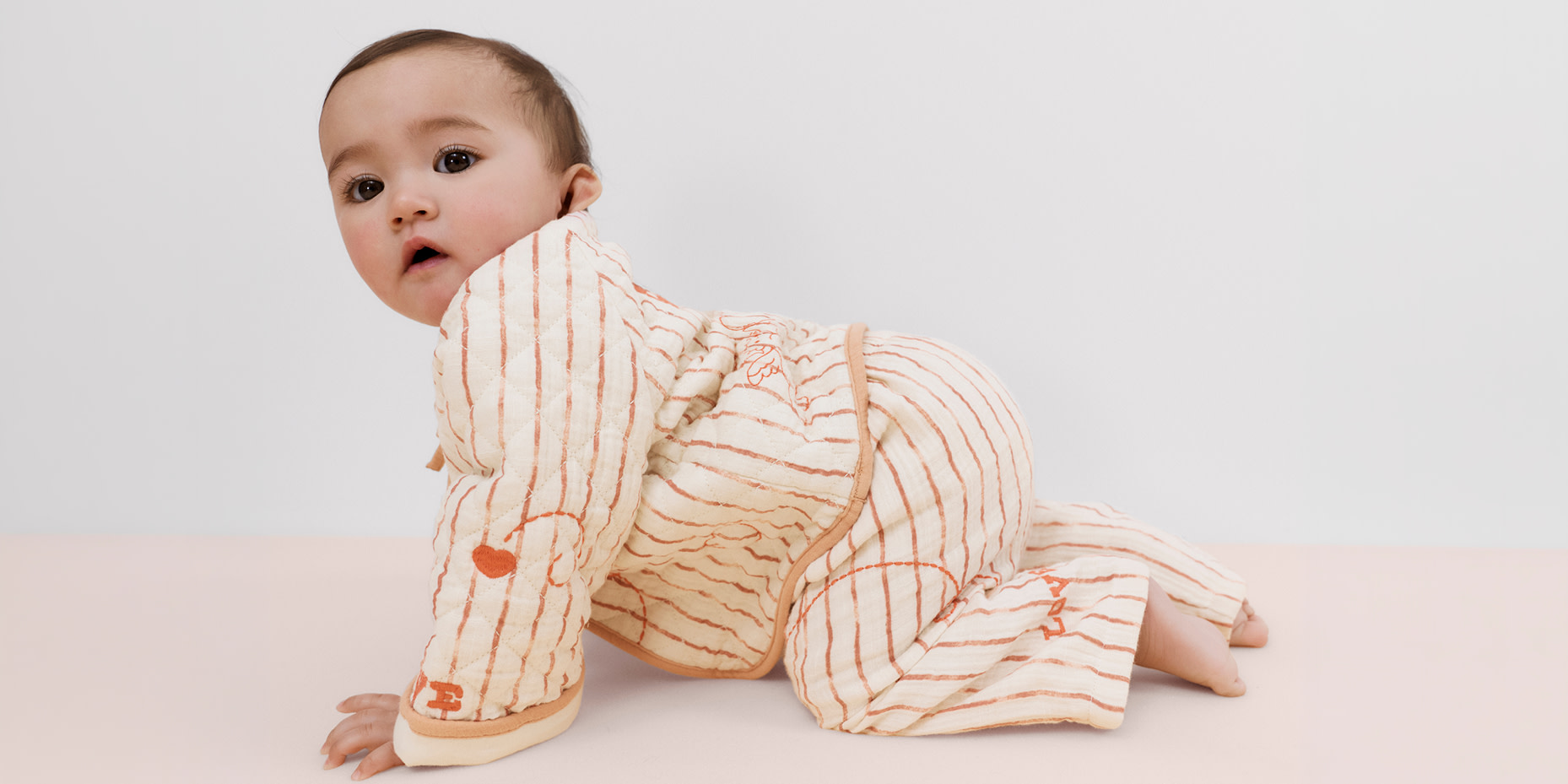 Baby wearing striped set