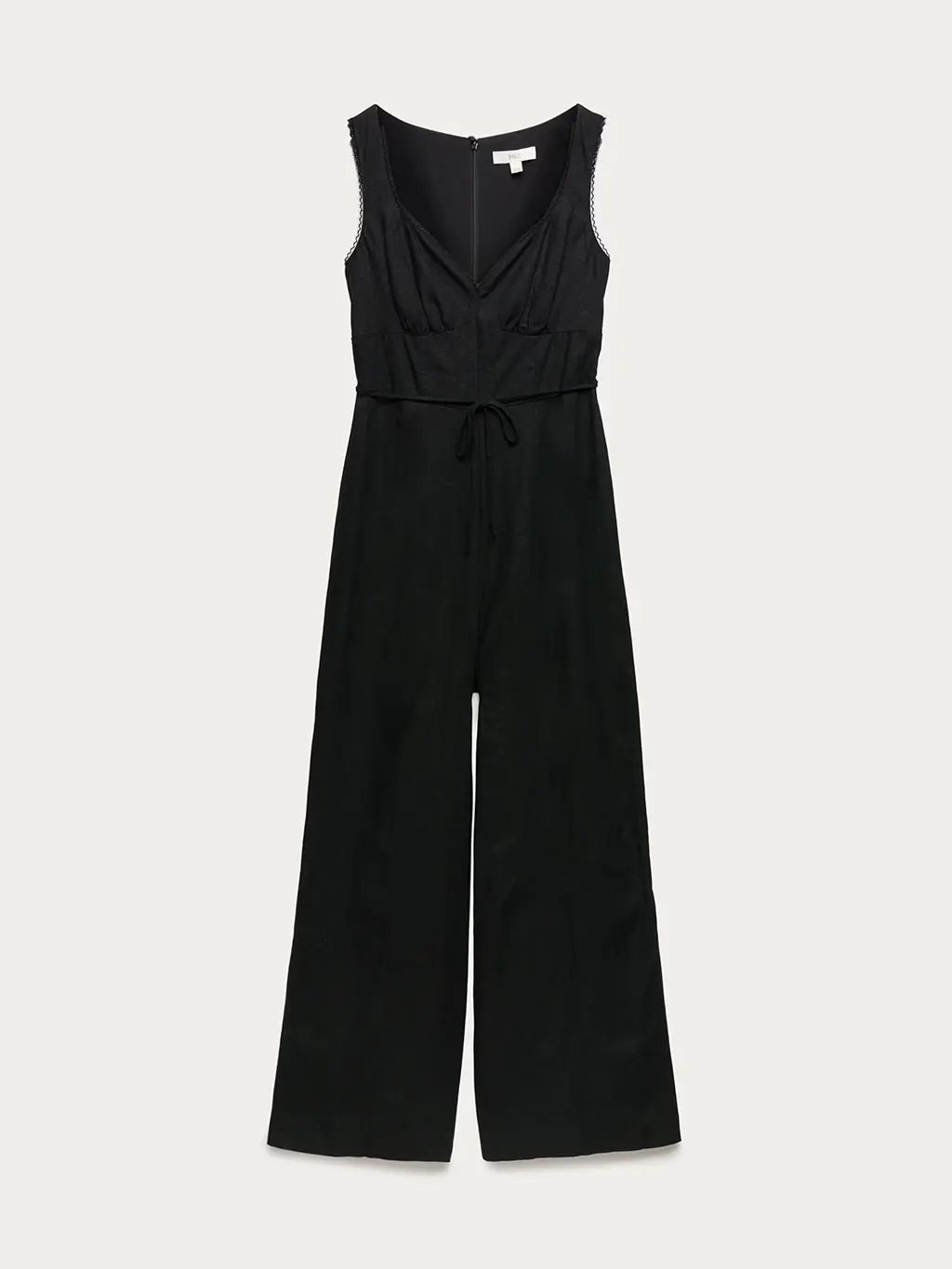 Black linen-blend jumpsuit