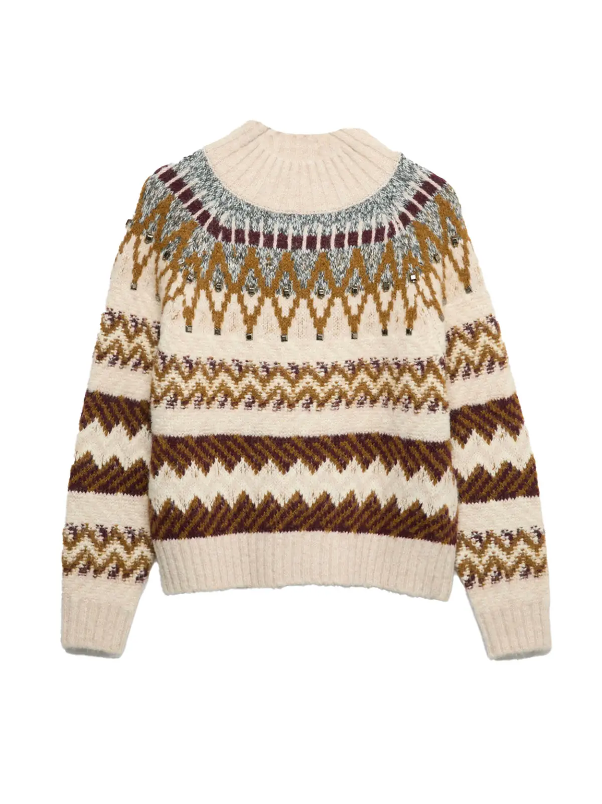 Neutral brown fair isle jumper 