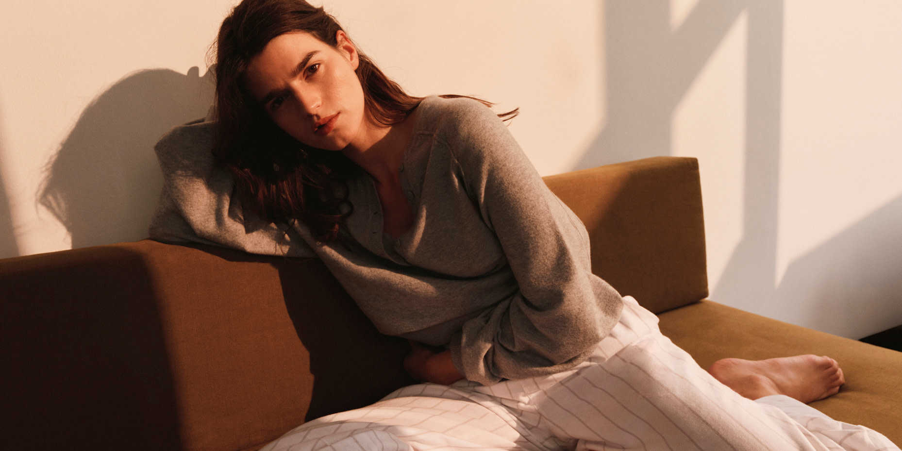 Woman wearing pyjamas