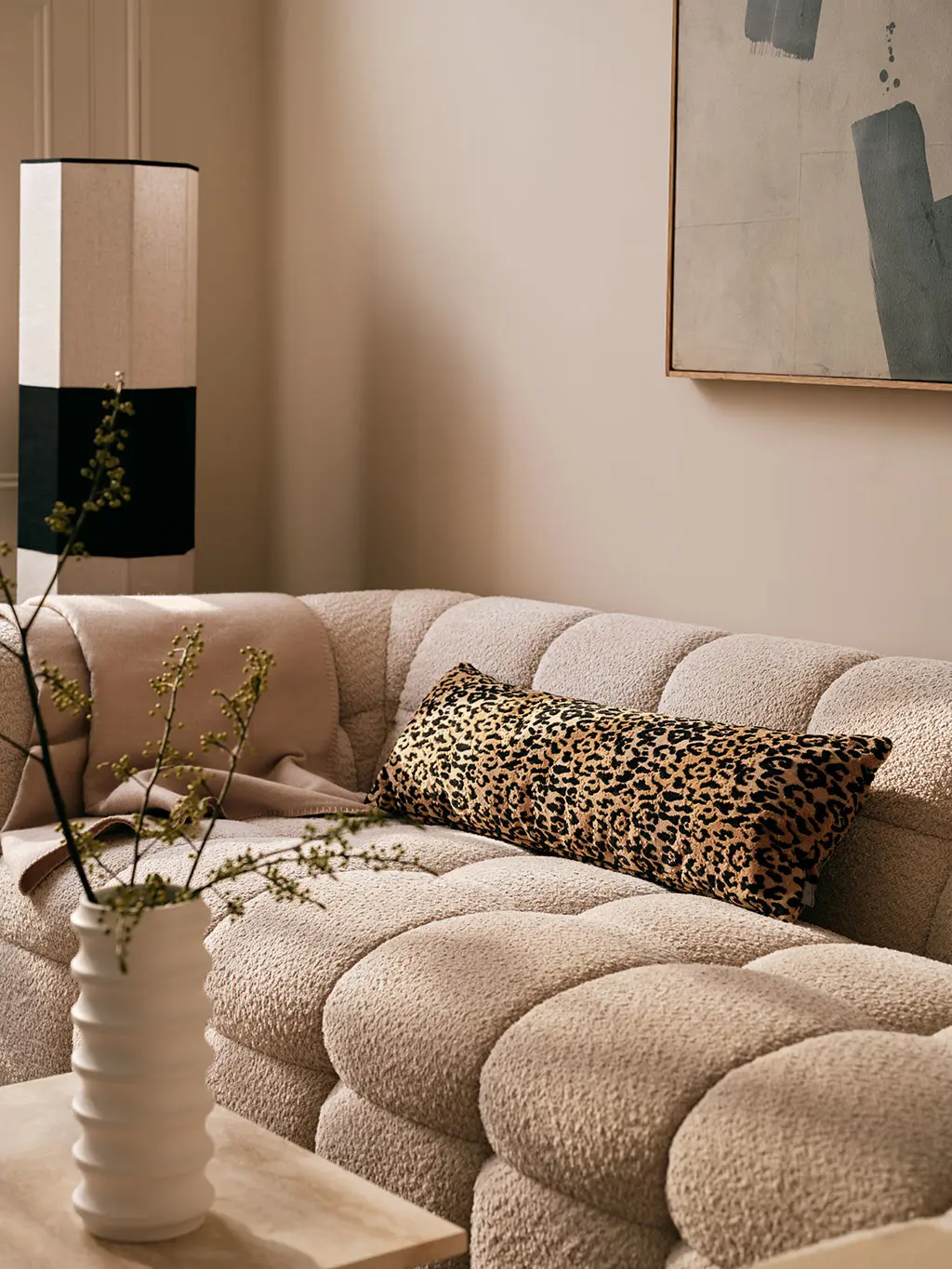 Cream boucle sofa