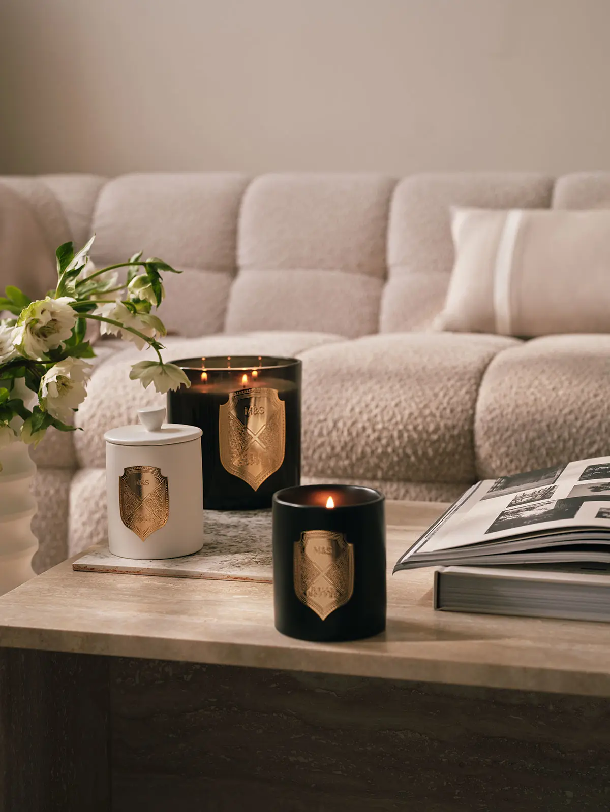 Candles on table in living room