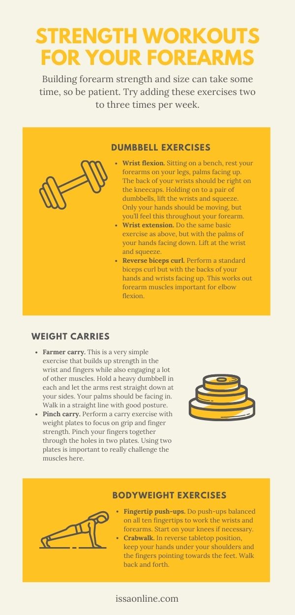 ISSA, International Sports Sciences Association, Certified Personal Trainer, ISSAonline, How to Get Bigger Forearms with a Few Simple Exercises, Infographic